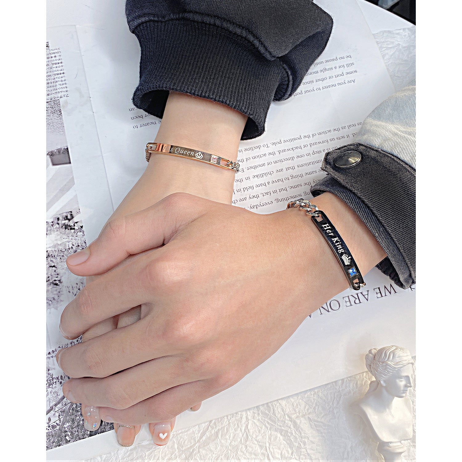 Wholesale Valentine's Day Zircon Titanium Steel Bracelet